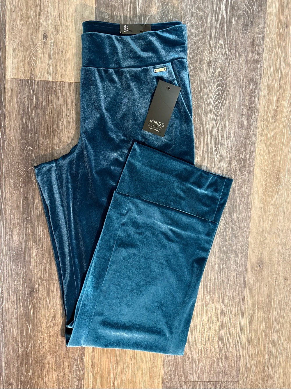 Jones New York Teal Velvet Wide-Leg  Jeggings Casual; Polished, Comfortable  L